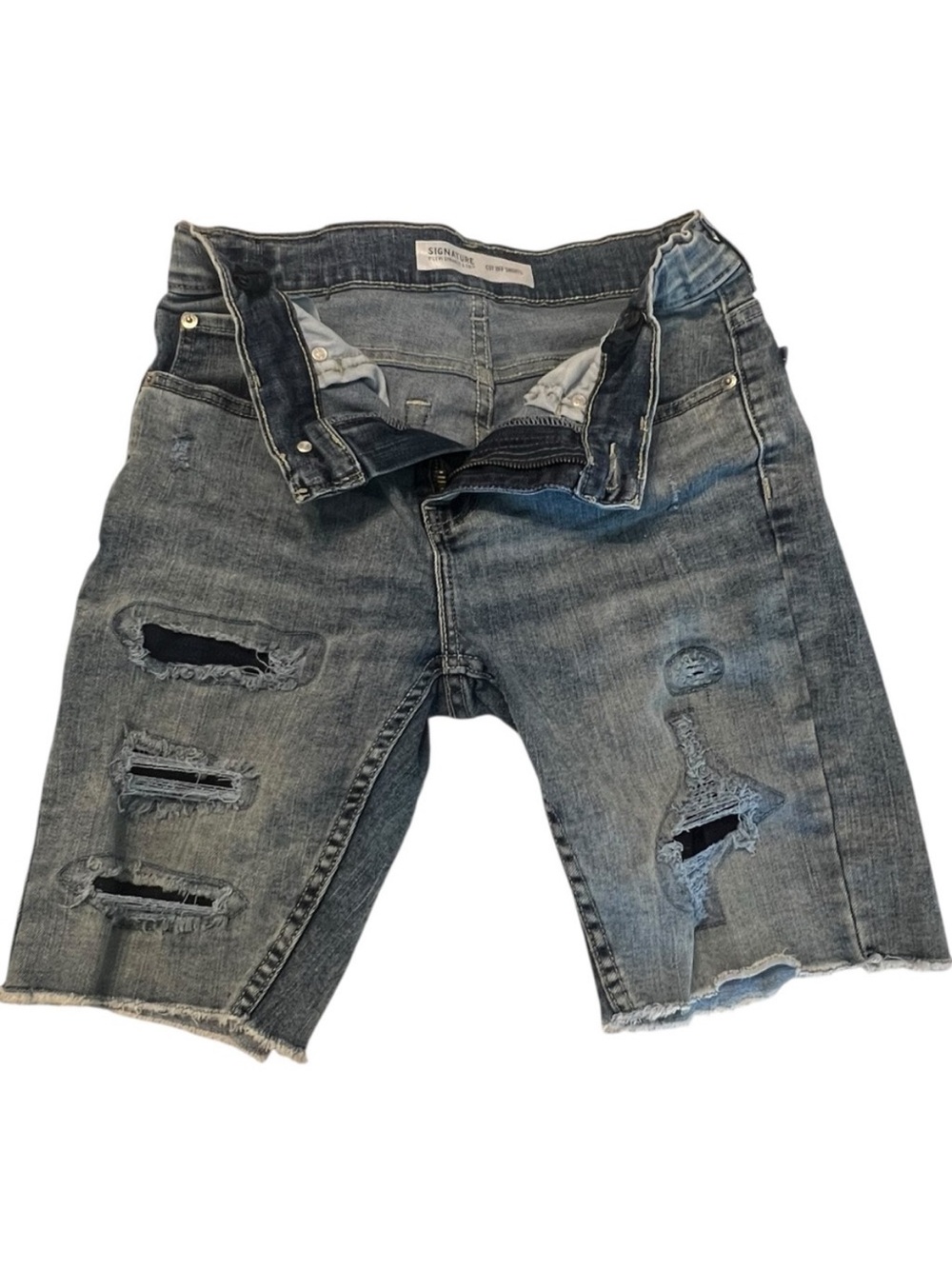 Boys Signature by Levi Strauss & Co. Blue Distressed Jean Shorts Waist 16